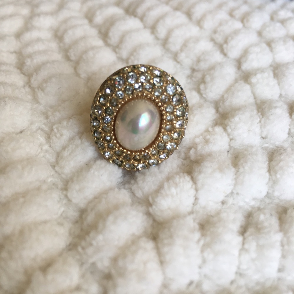 Christian Dior Vintage Faux Pearl Gold Tone Ring